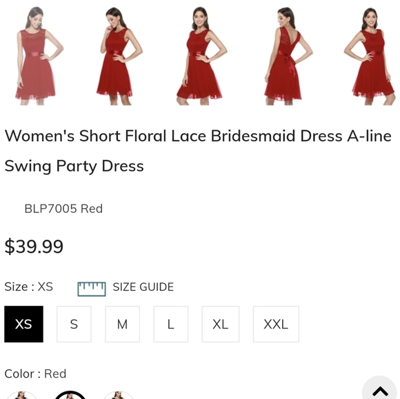 Short Floral Lace Bridesmaid Dress A-line Swing Party Dress - Picture 5 of 6